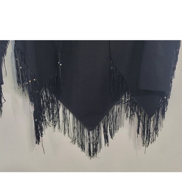 Oh My Love Kimono Black Fringe Size Small Cowgirl Western Boho Rock Goth Kimono - Picture 7 of 11